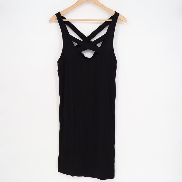 American Eagle Outfitters Tank Dress Womens Large Black Stretch Criss-Cross Back