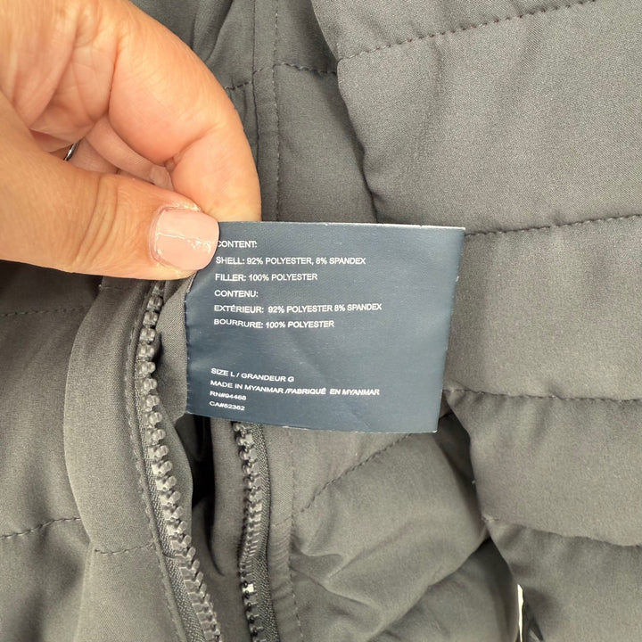 Nautica Puffer Jacket Gray Red Lined Full Zip Lightweight Mens Size L