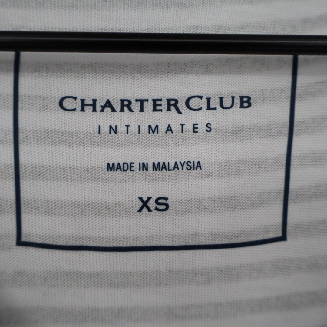 Charter Club Intimates Pajama Shirt Womens XS Gray White Striped Button Front
