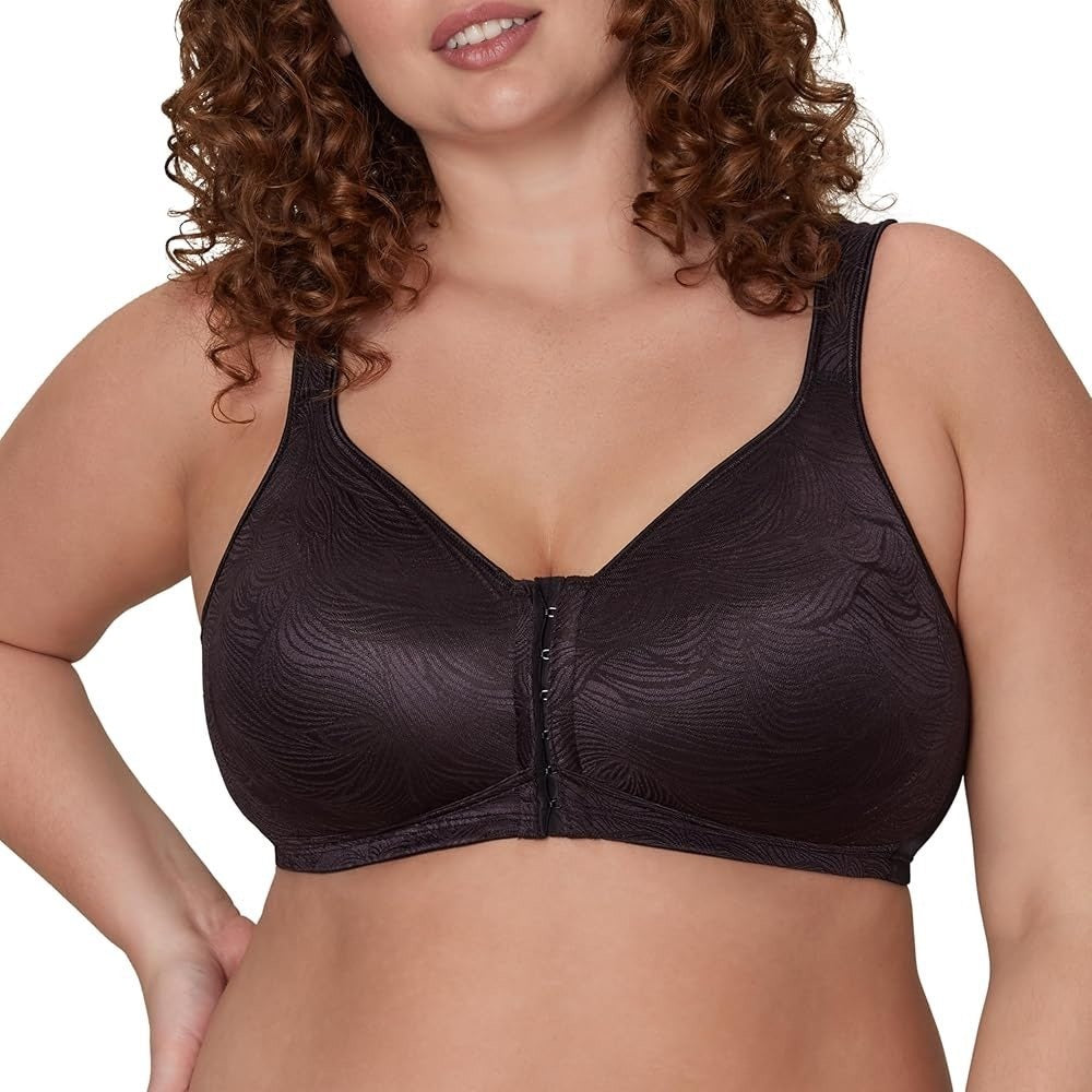 Playtex 18 Hour Front Close Back Support Wireless Bra 40B Black Posture Boost