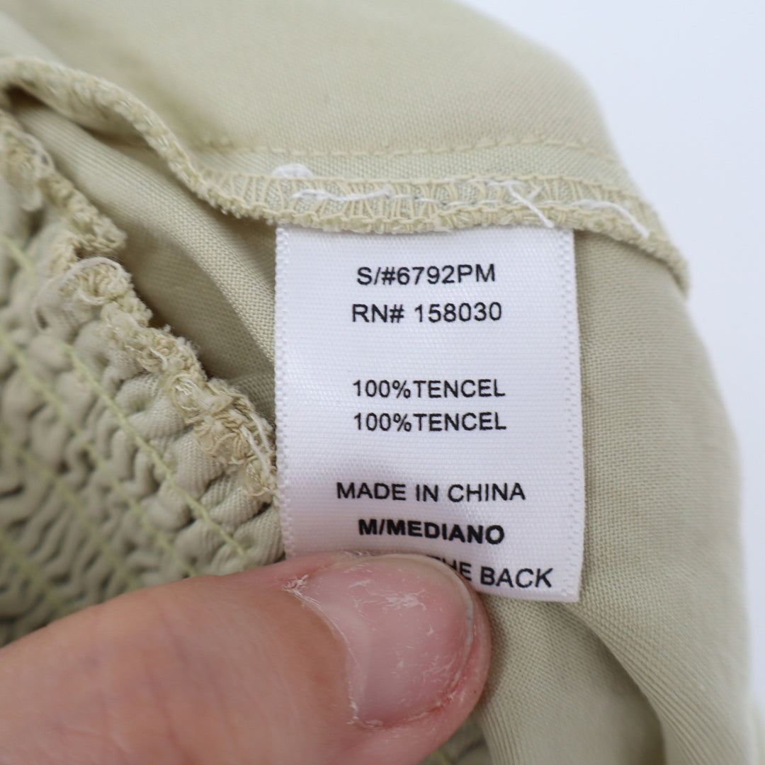 Love Tree Womens Sage Green Smocked Waist Tencel Shorts Size Medium
