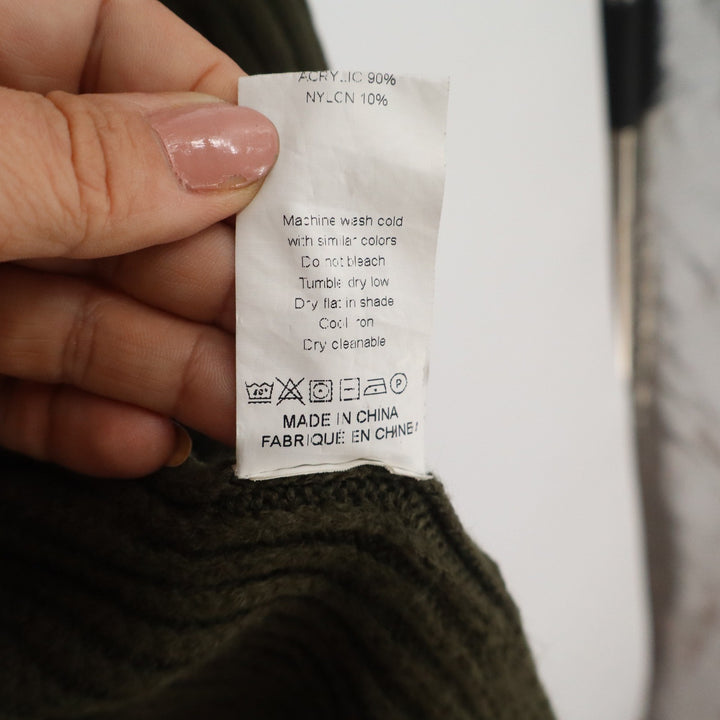 Army Green Longline Open Front Cardigan Sweater XL Ribbed Knit Duster