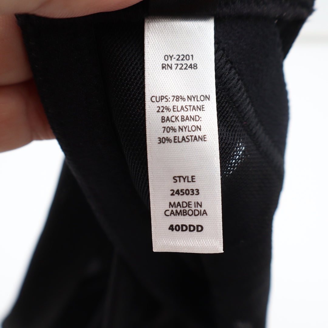 Felina Bra Womens 40DDD Style Black Underwire T-Shirt Excellent