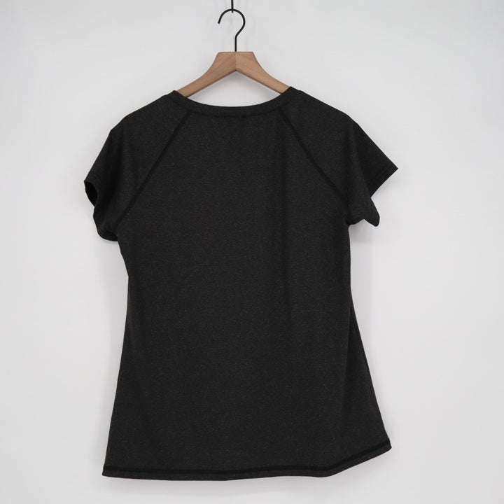 Kimmery T-Shirt Womens Large Black Stretch Raglan Sleeve Crew Neck Irregular Hem