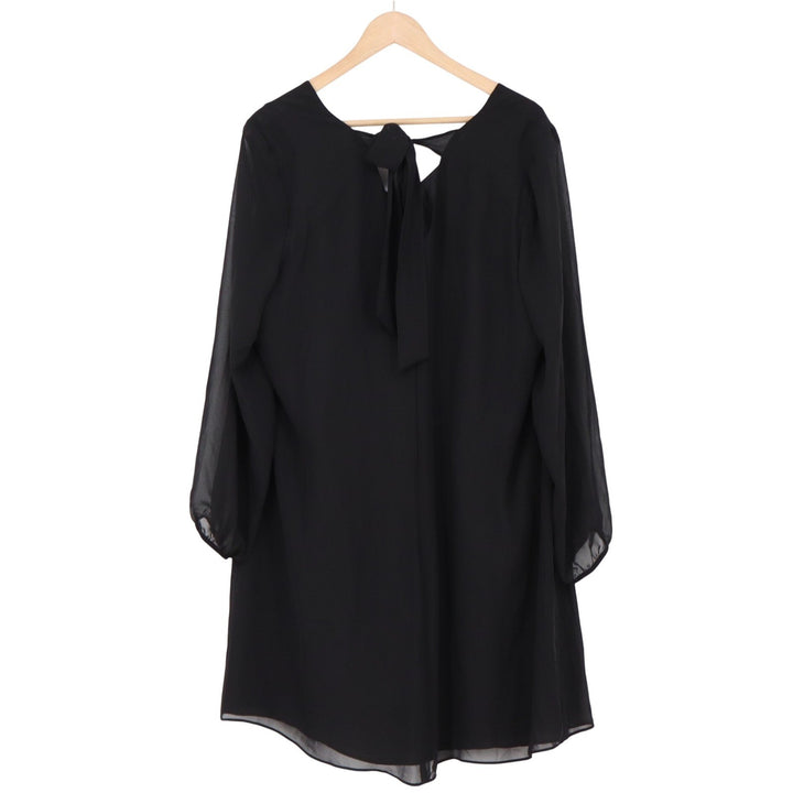 Nine West Dress Womens XL Shift Black Sheer Long Sleeve Tie Back Excellent