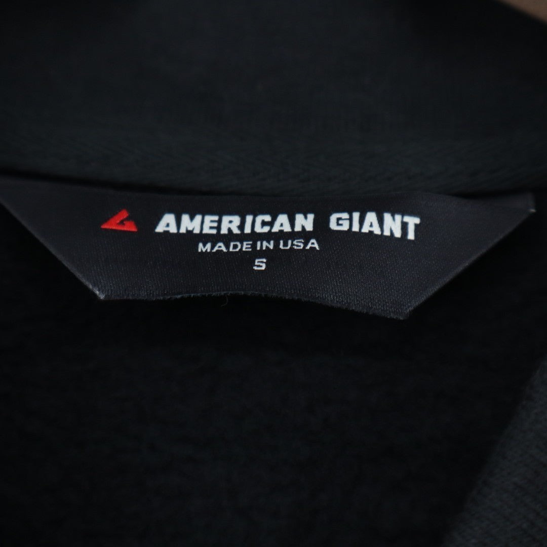 American Giant Bomber Jacket Mens Large Black Full Zip Cotton Ribbed Hem Outdoor