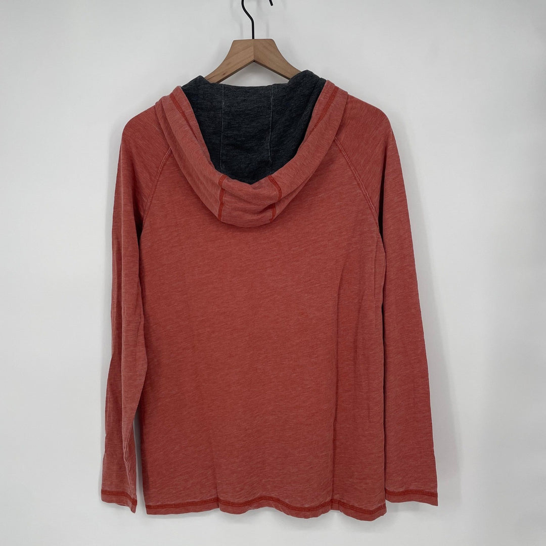 Flag & Anthem Mens Henley Hoodie Shirt Red Charcoal Size S Dry Goods Supply