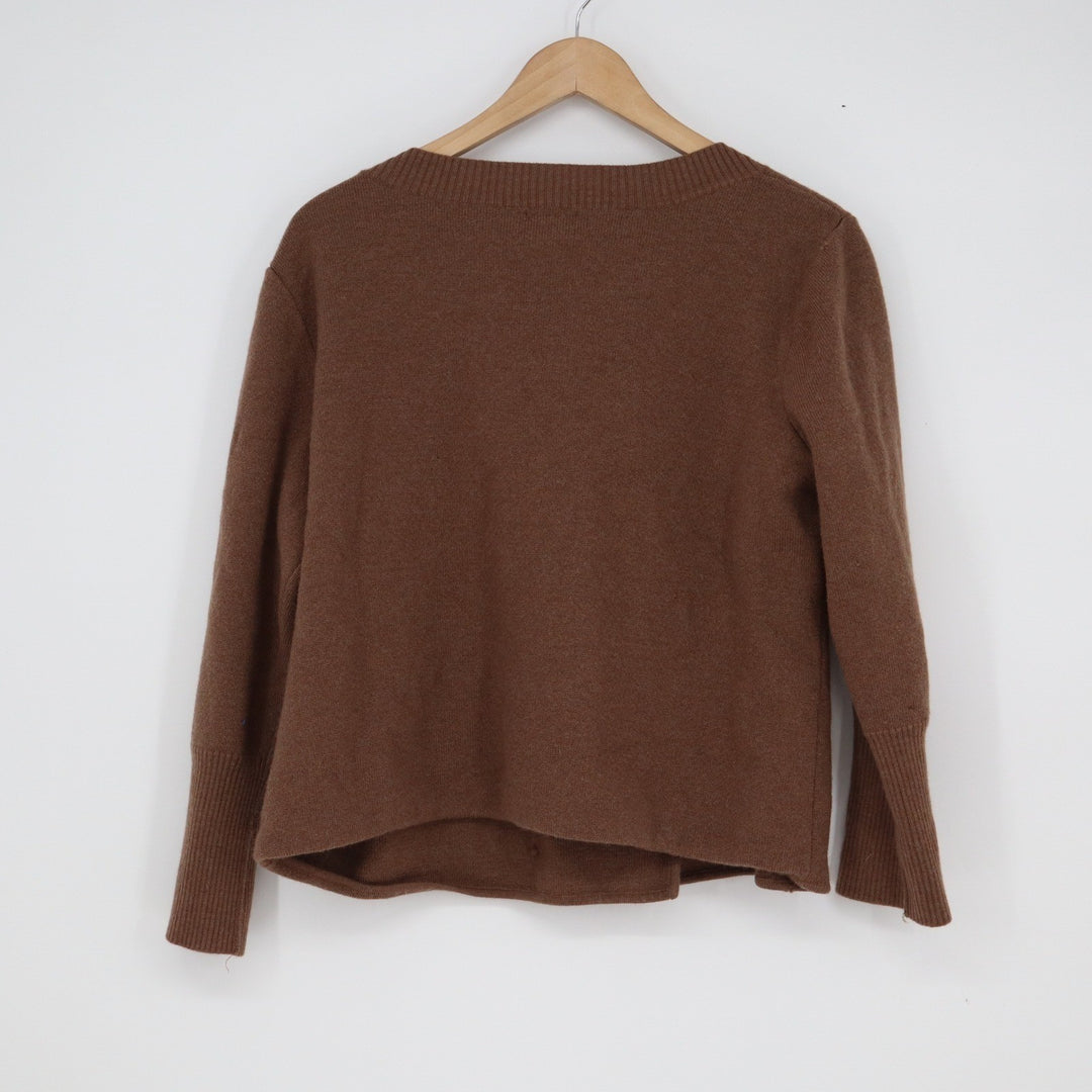 Talbots Brown Pure Merino Wool Double Breasted Cardigan Sweater XL