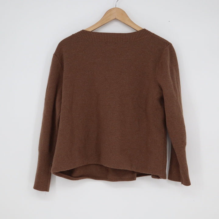 Talbots Brown Pure Merino Wool Double Breasted Cardigan Sweater XL