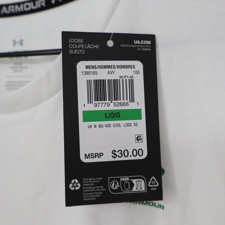 Under Armour Mens White Evolution Graphic T-Shirt Loose Fit Large NWT