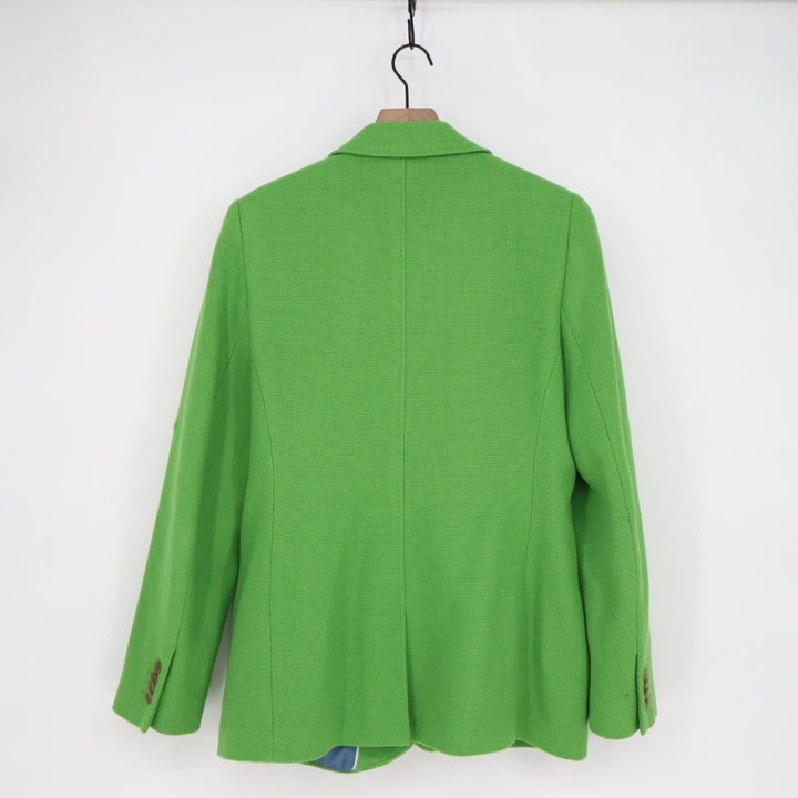 Land's End Blazer Jacket Womens 14P Green Nylon Single Breasted Notch Lapel