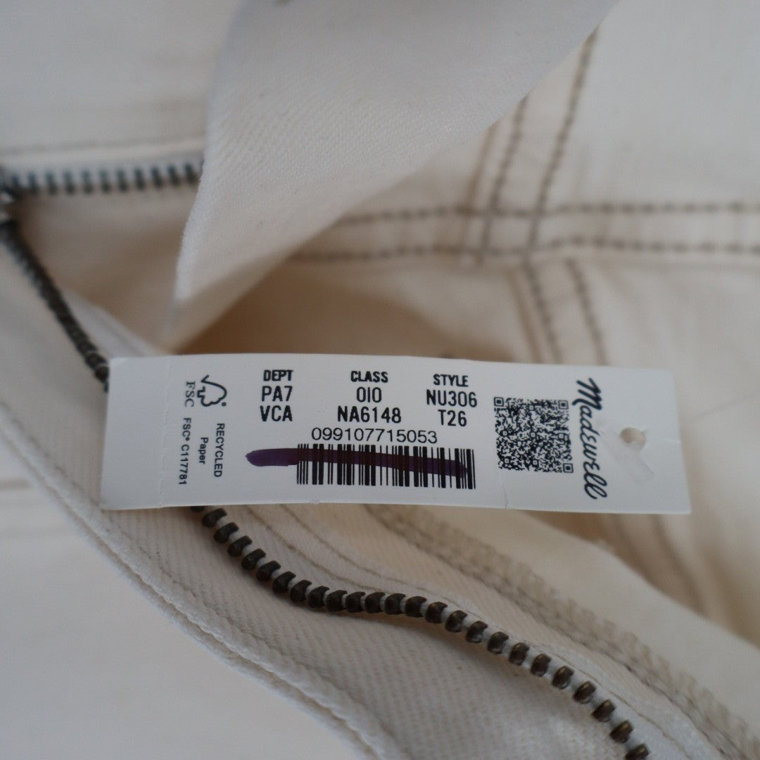 Madewell Emmett Wide Leg Jeans Womens 26T White Denim Cotton Stretch Outdoor