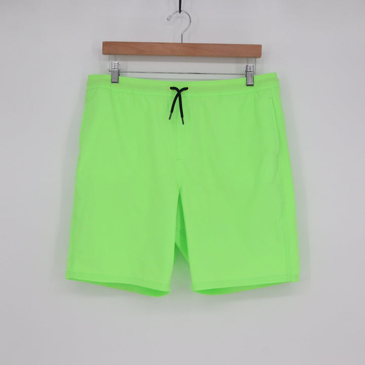 Lands' End Mens XXL Swim Trunks Neon Lime Green Board Shorts 8 Inch Inseam