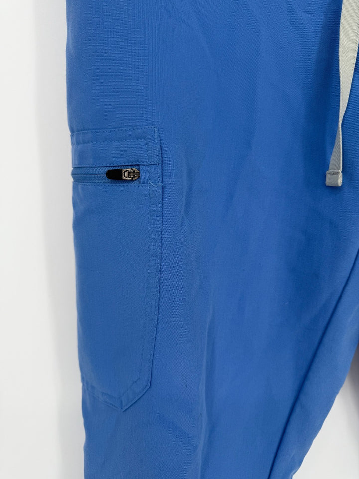 Figs Technical Collection Scrub Pants Womens Small Blue Logo Stretch Drawstring