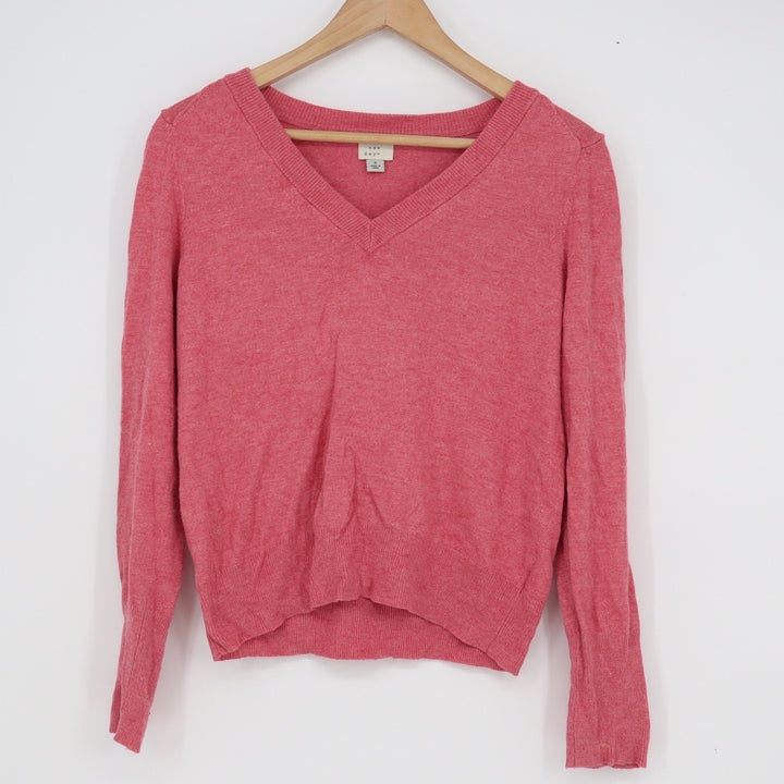 A New Day Womens V-Neck Pullover Sweater Pink Heathered Size S