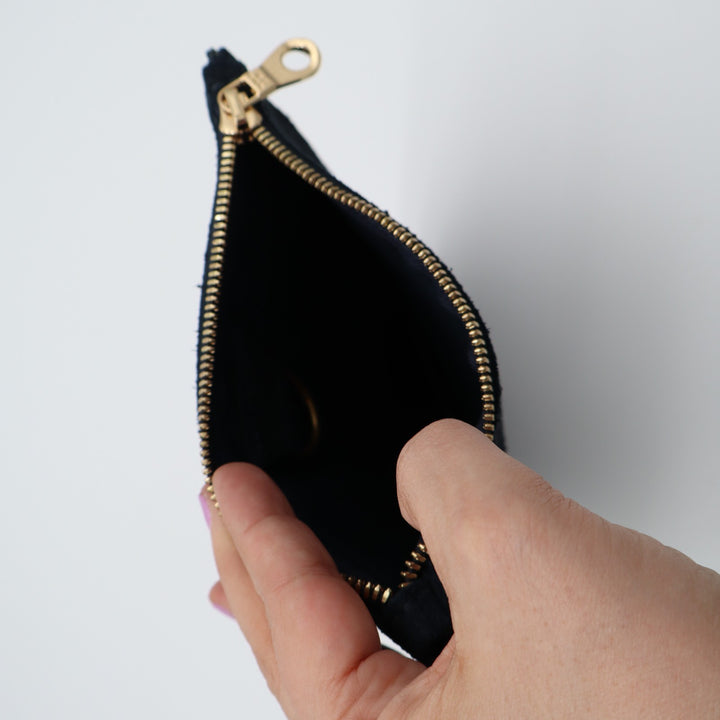 Parker Clay Womens U-Pouch Slate Gray Suede Crescent-Shaped Zipper Purse