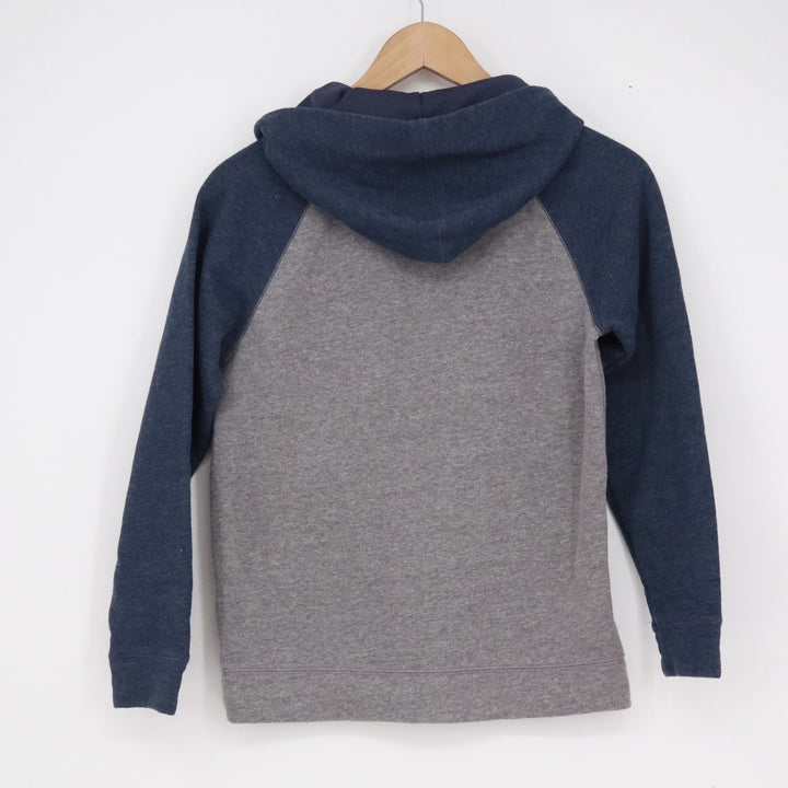 Tek Gear Boys M 10/12 Raglan Hoodie Gray Navy Blue Colorblock Pullover Fleece
