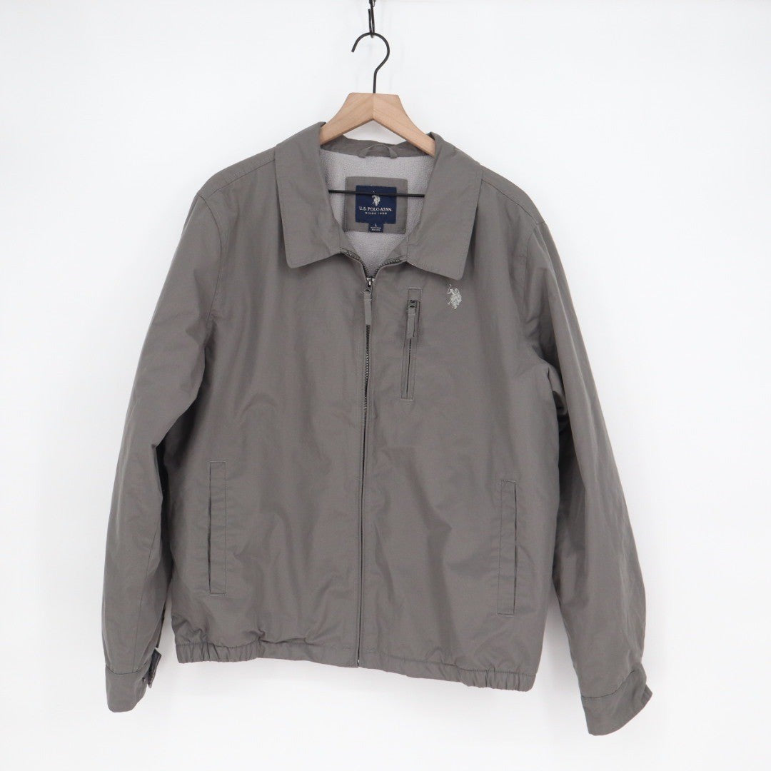 US Polo Assn Mens Jacket Gray Lightweight Zip Up Collared Size L