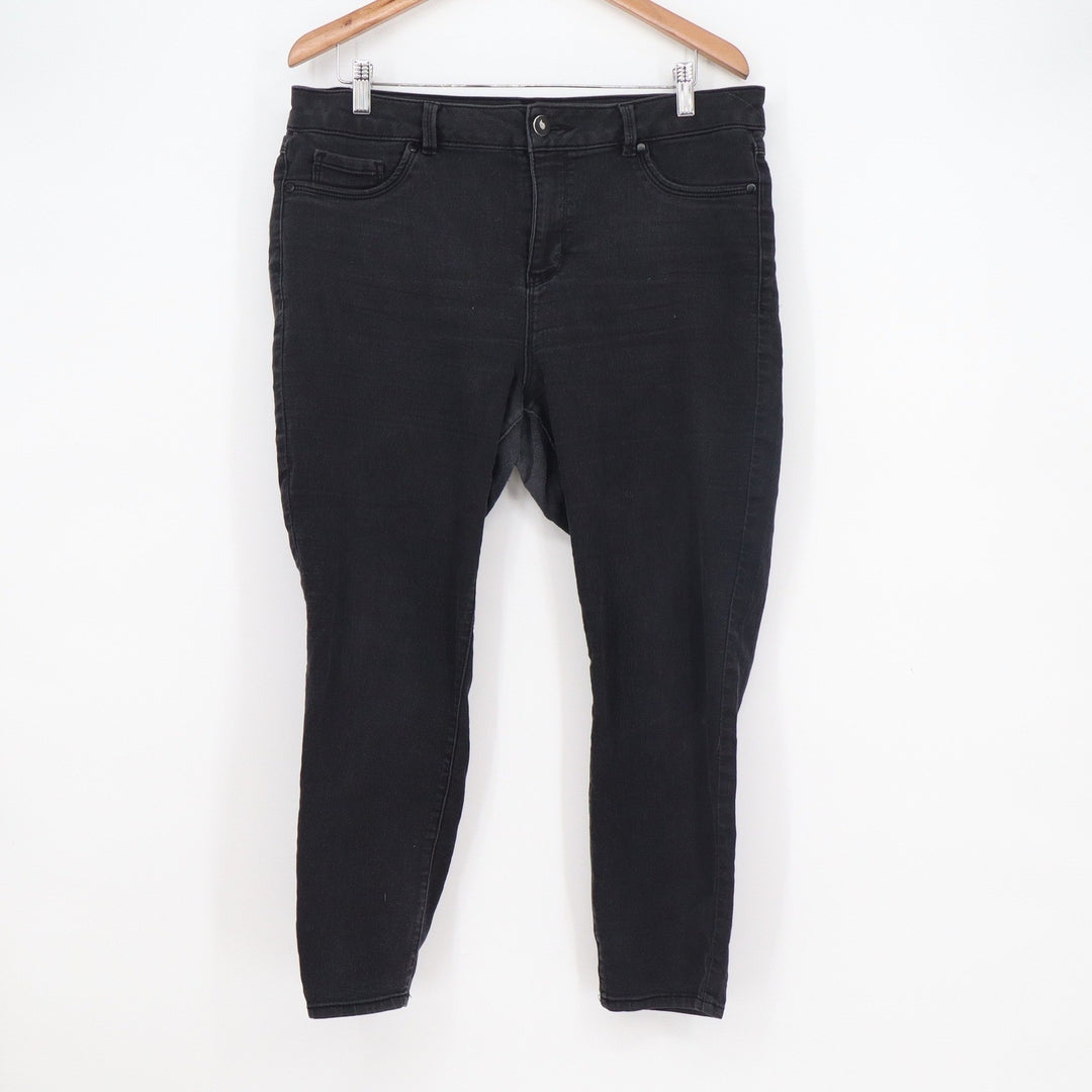 d.jeans Womens 16W Black Skinny Denim Jeans Stretch Ankle Length