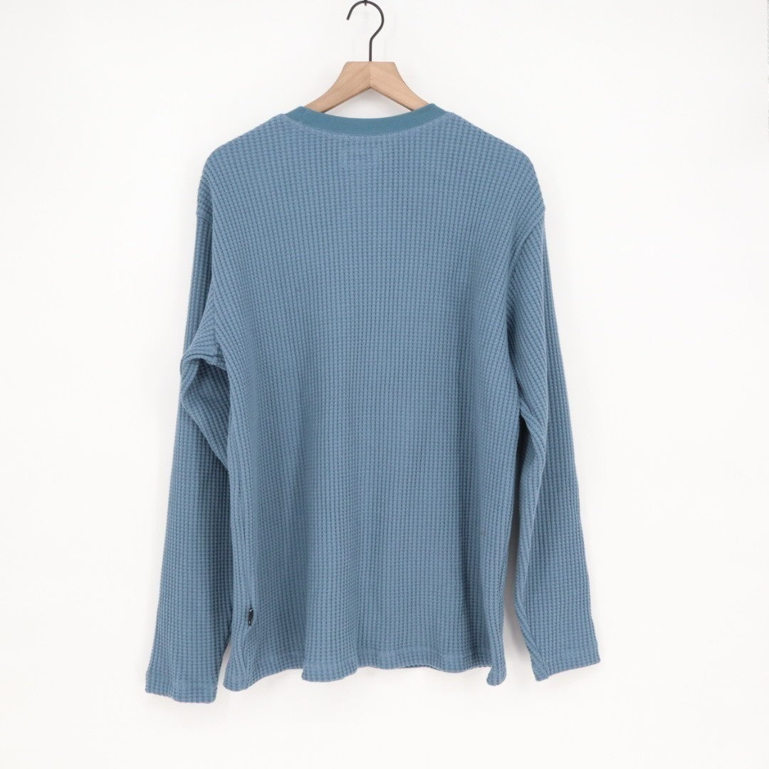 American Giant T-Shirt Mens XL Bluefin Waffle Knit Cotton Stretch Long Sleeve