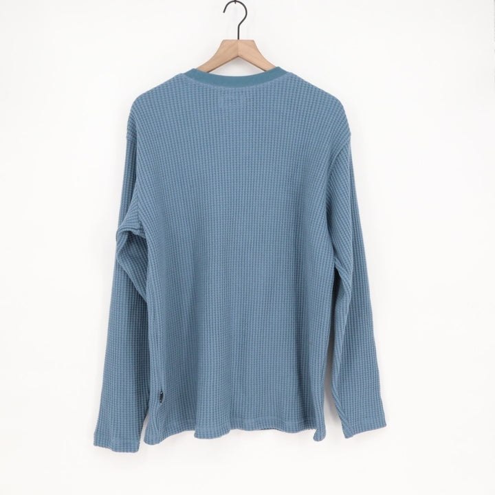 American Giant T-Shirt Mens XL Bluefin Waffle Knit Cotton Stretch Long Sleeve