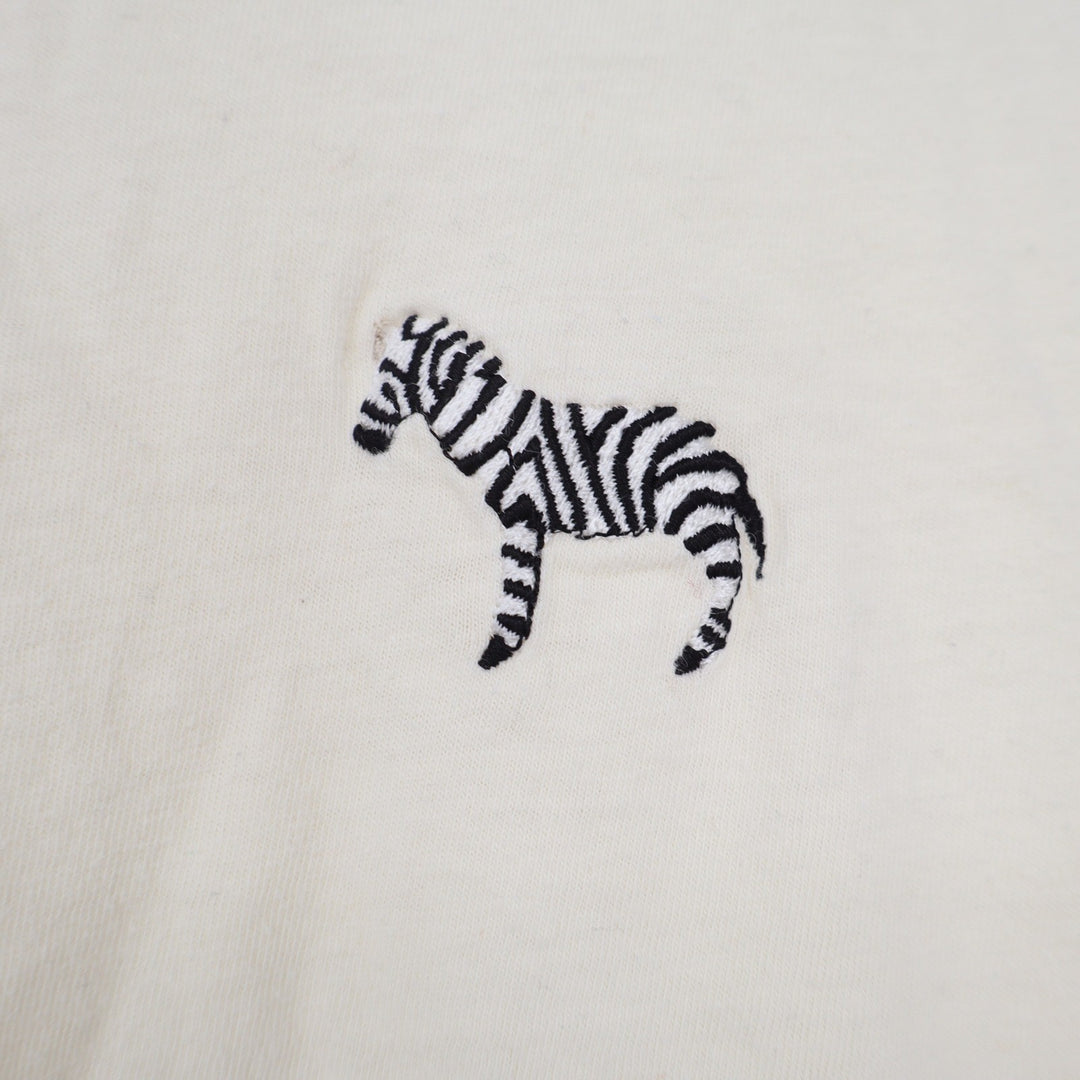 Topshop Cream Embroidered Zebra Cotton T-Shirt Tall Size 4 US