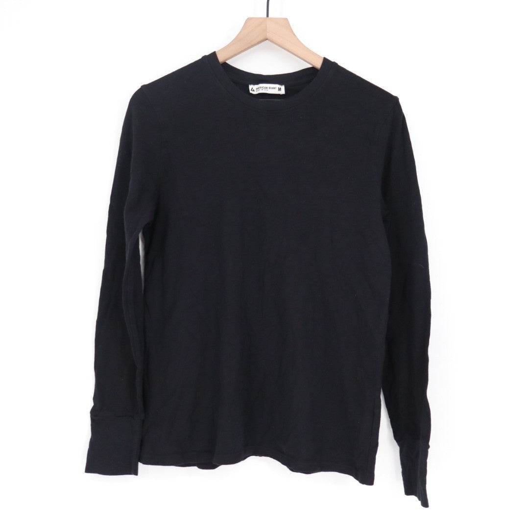 American Giant Womens Black Long Sleeve Crew Neck T Shirt Top Size M Made in USA