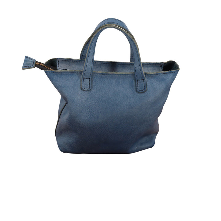 Portland Leather Goods Blue Mini Crossbody Tote Bag Full Grain Leather