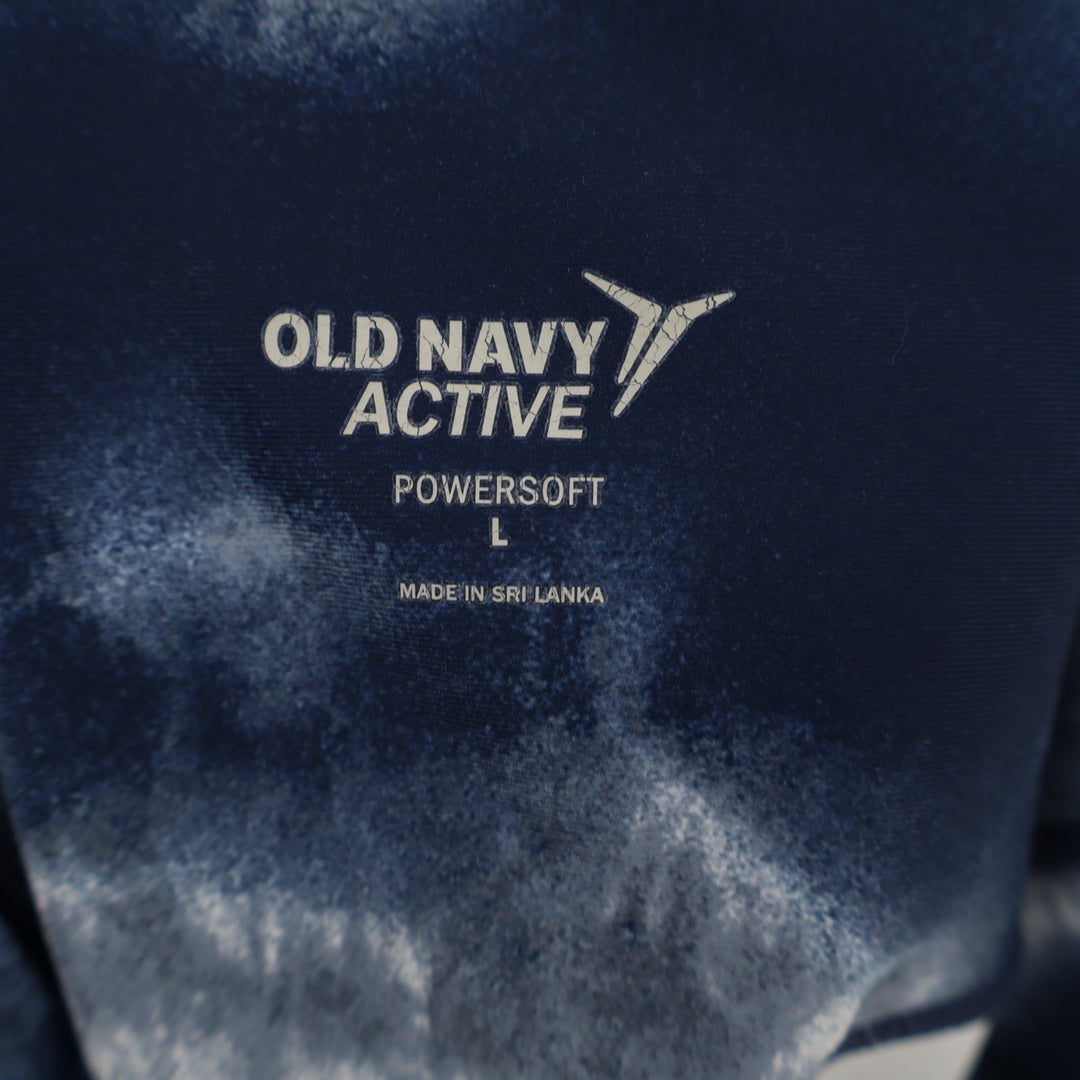 Old navy Powersoft Athletic Shorts Womens L Blue White Tie-Dye High Waist Active