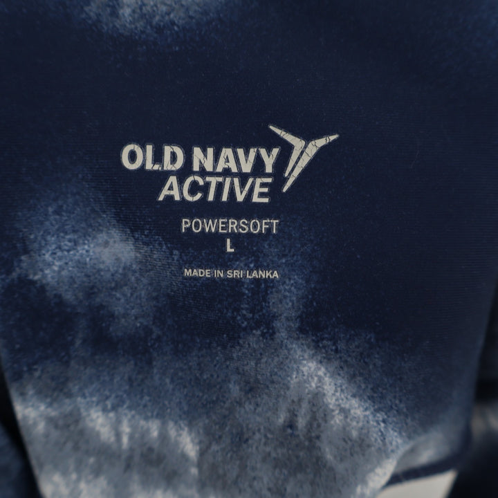 Old navy Powersoft Athletic Shorts Womens L Blue White Tie-Dye High Waist Active