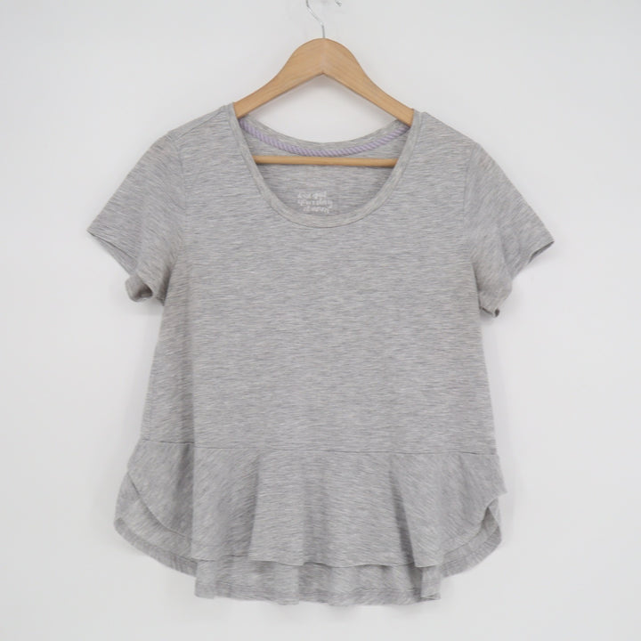 Gilligan & O'Malley Gray Peplum Pajama Top Short Sleeve Scoop Neck Medium KLG432