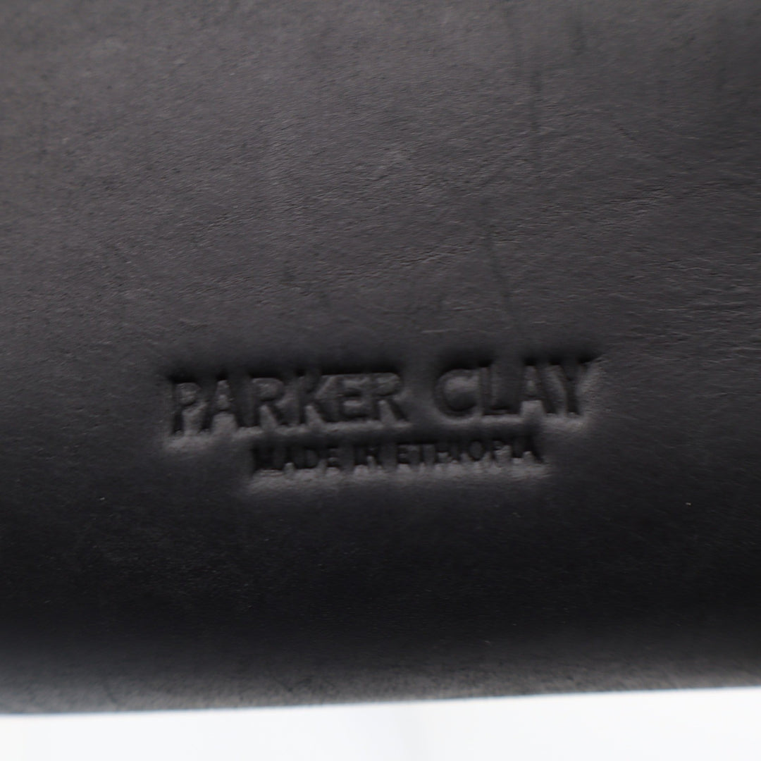 Parker Clay Black Ethiopian Leather Crossbody Bag Minimalist Gold Stud Closure