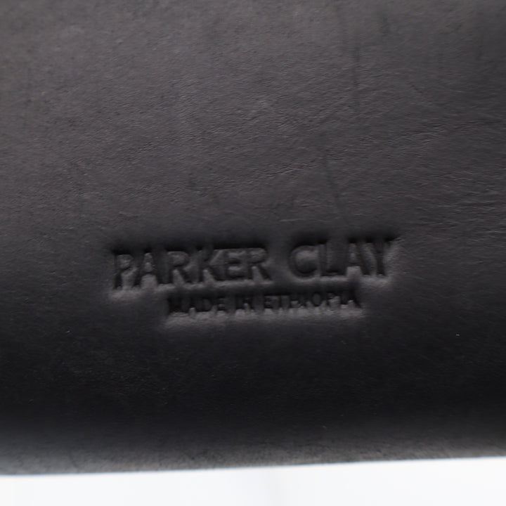 Parker Clay Black Ethiopian Leather Crossbody Bag Minimalist Gold Stud Closure