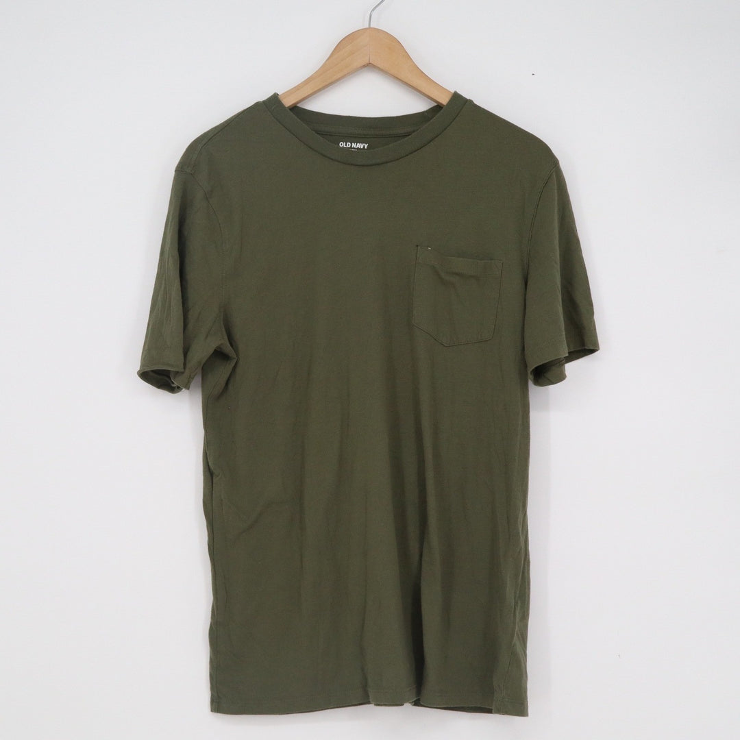 Old Navy Mens Medium Tall Olive Green Soft-Washed Chest Pocket T-Shirt