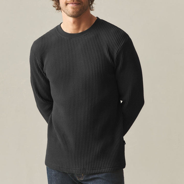 American Giant Crew T Shirt Mens XL Black Cotton Stretch Waffle Knit Slim Fit