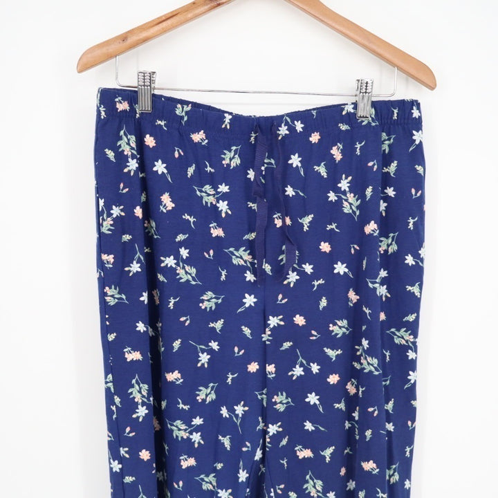Charter Club Intimates Pajama Pants Womens Medium Navy Blue Ditsy Floral Print