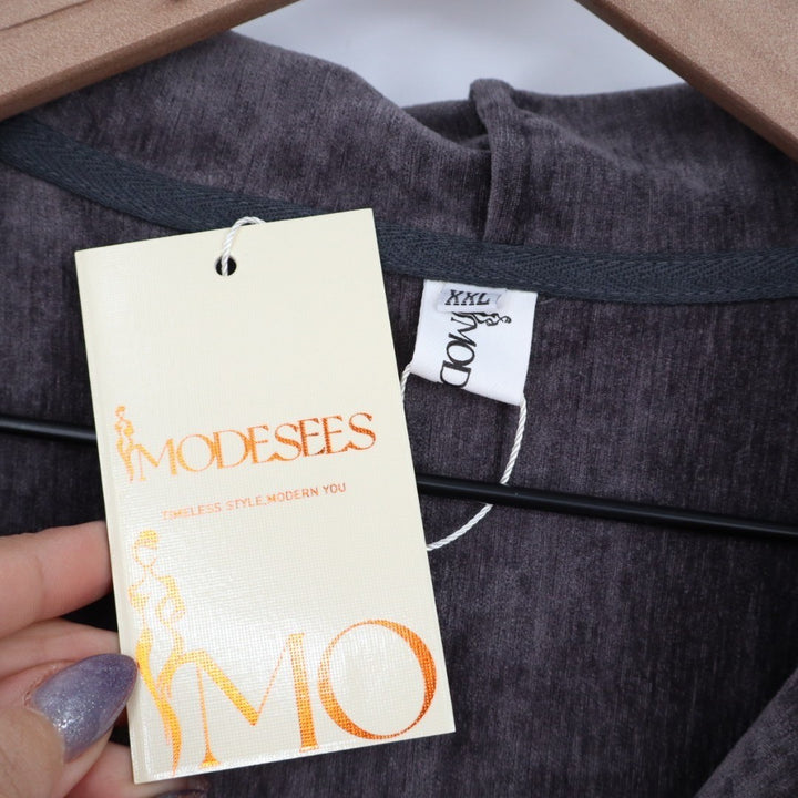 Modesees Corduroy Hoodie Women 2XL Brown Space Dye Half Zip Long Sleeve Pullover
