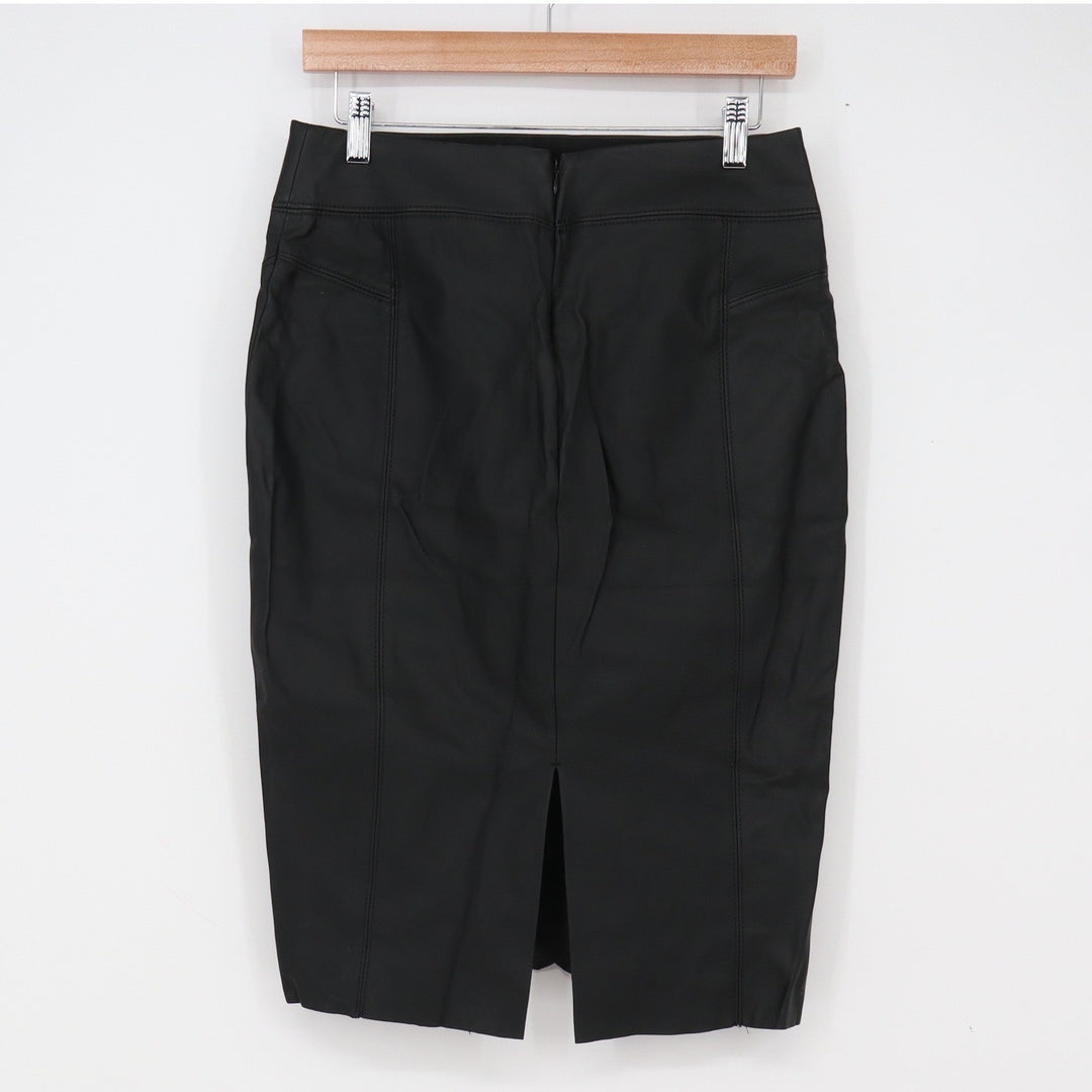 Express Skirt Womens 6 Pencil Black Faux Leather High Waisted Fair