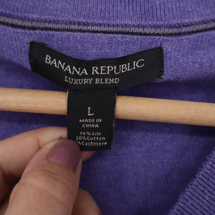 Banana Republic Mens Purple Silk Cotton Cashmere V-Neck Sweater Large Luxury