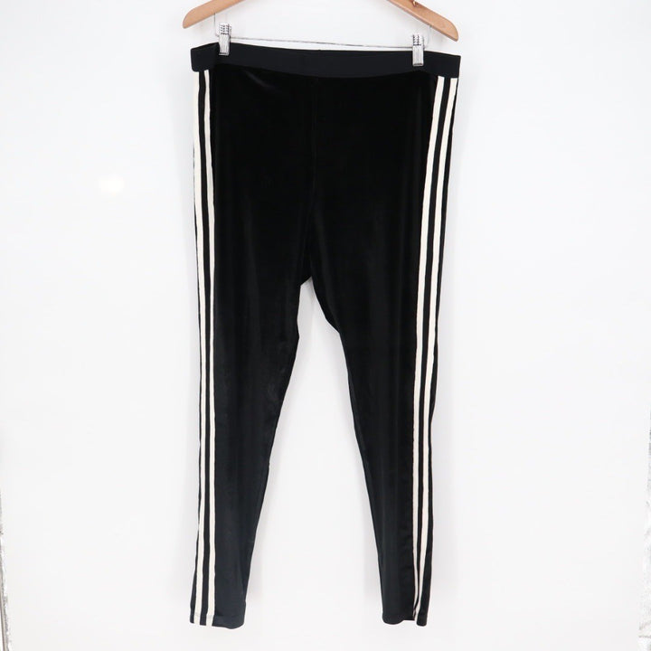 Nordstrom Velvet Leggings Black White Stripe Athletic Athleisure XL