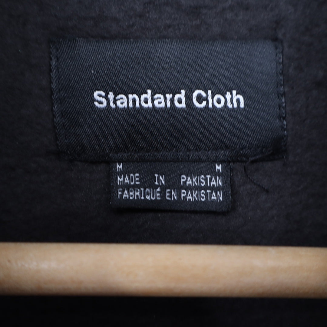 Standard Cloth Mens Black Striped Mixed Media Quarter Zip Pullover Sweatshirt M