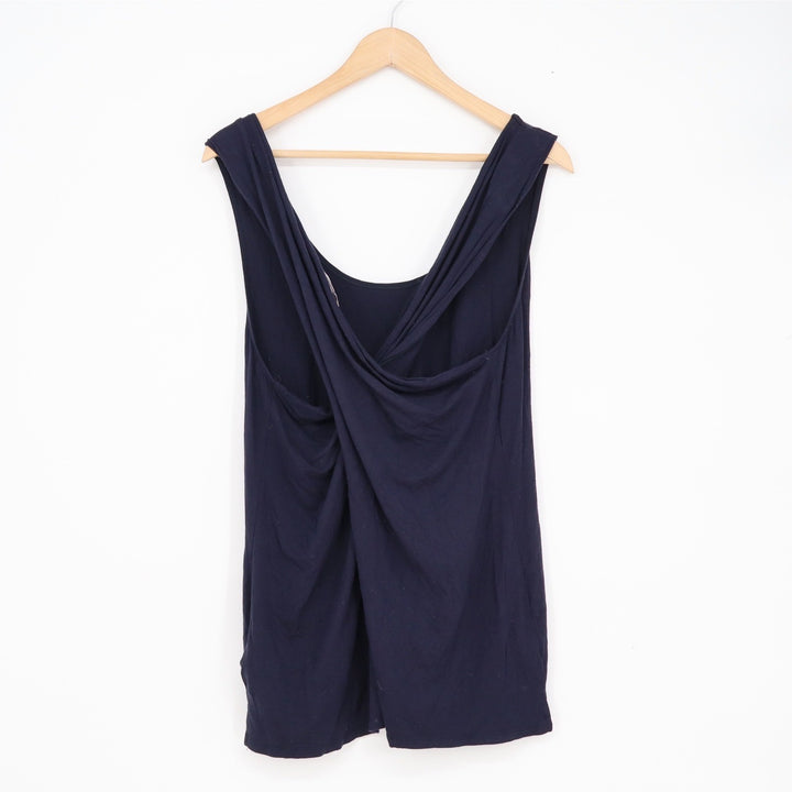 Banana Republic Navy Blue Draped Crossover Back Modal Tank Top XL