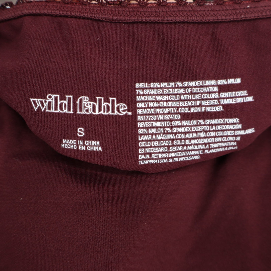 Wild Fable Seamless Mini Skort Womens Small Burgundy Stretch Nylon Lace Trim