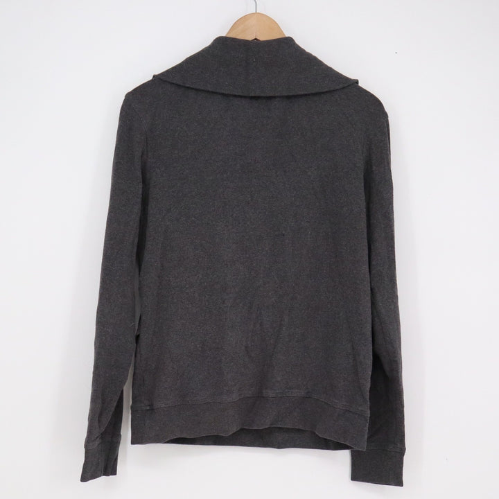 Banana Republic Womens M Charcoal Gray Shawl Collar Button Henley Sweatshirt