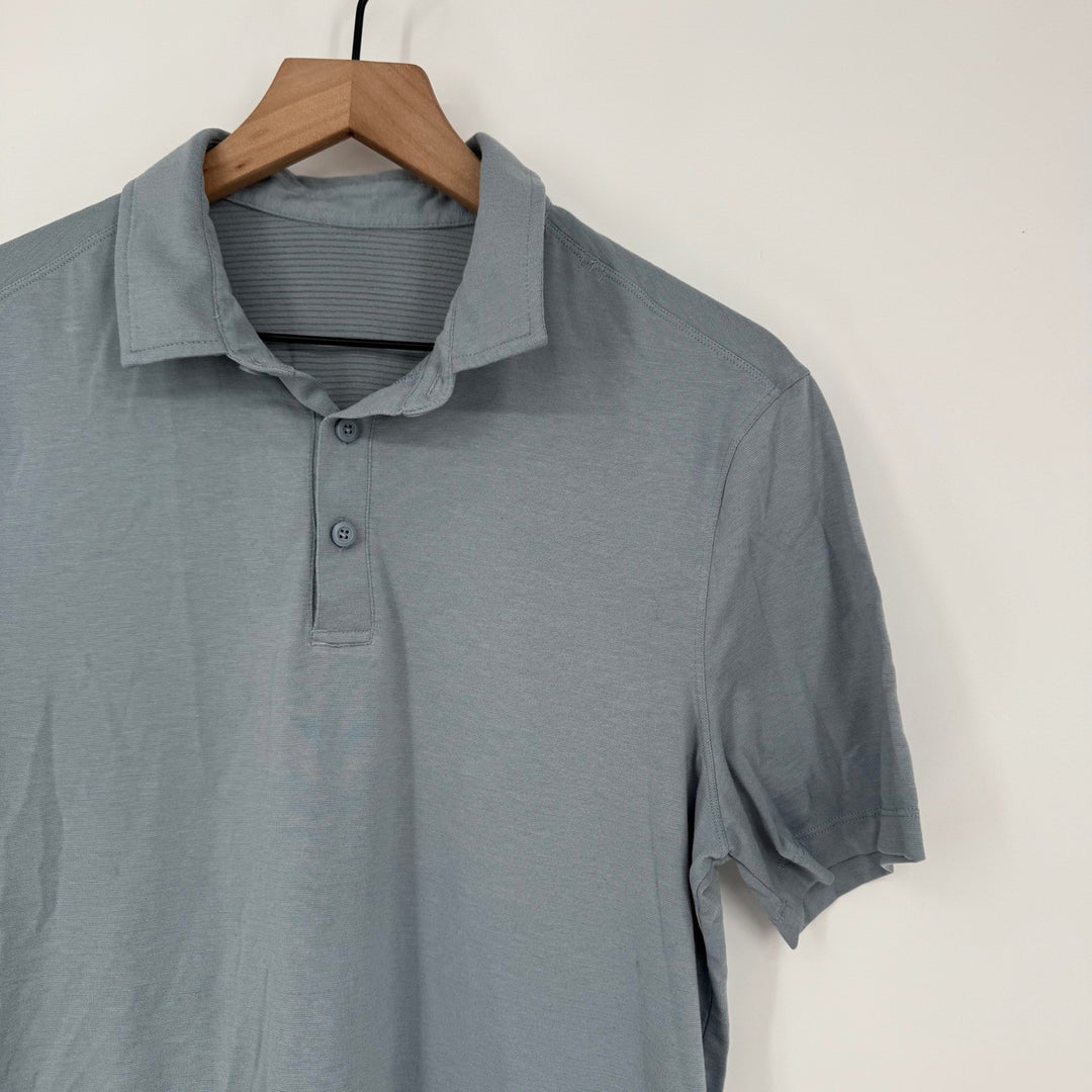 Lululemon ABC Polo Shirt Mens Medium Short Sleeve Gray Performance Golf Casual