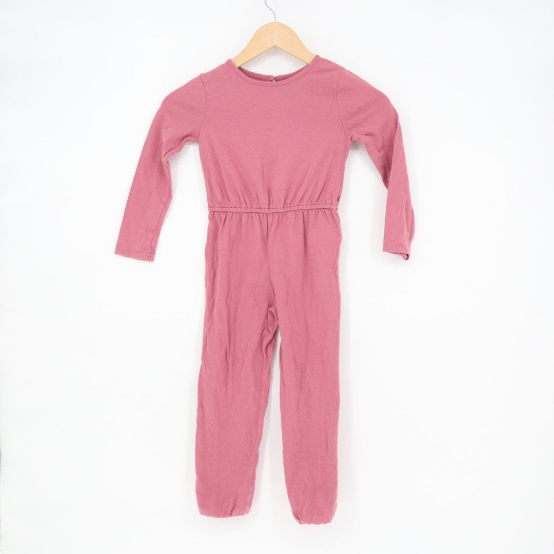Gap One Piece Romper Toddler 5T Pink Cotton Crew Neck Tapered Leg Keyhole Back