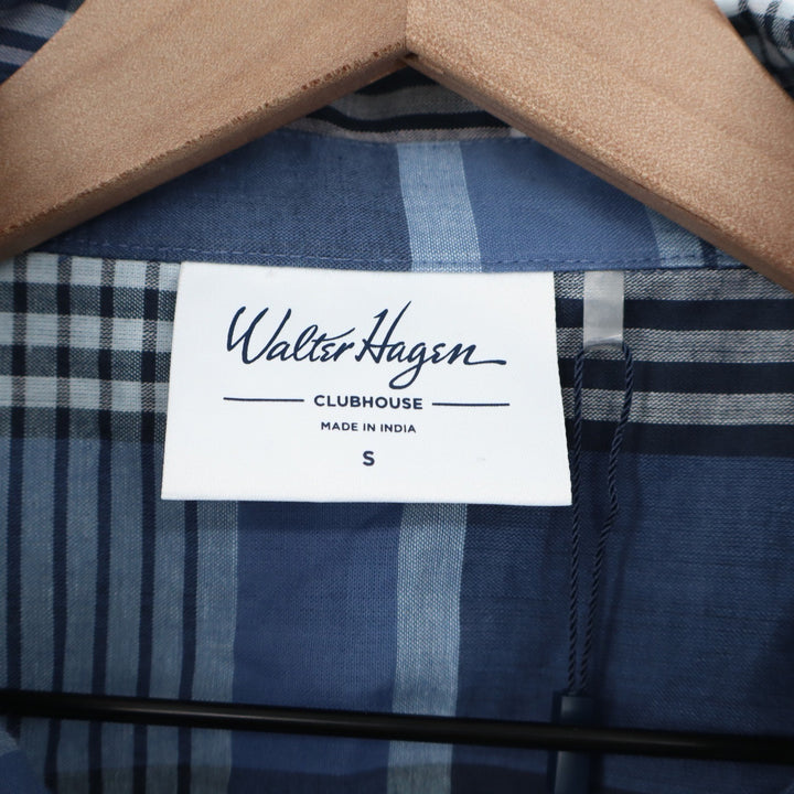 Walter Hagen Clubhouse Mens Small Madras Navy Multi Plaid Button Down Shirt NEW