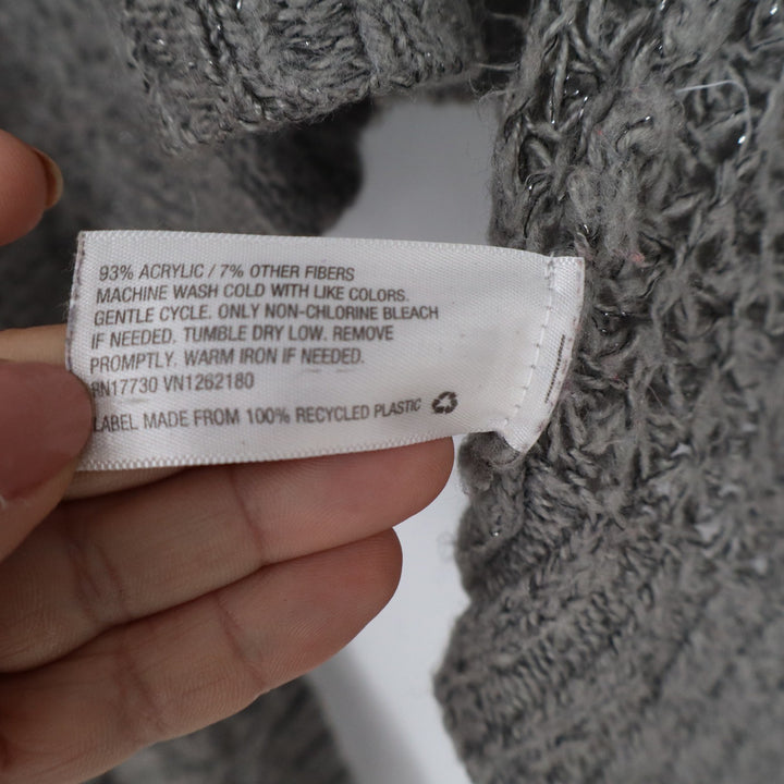 Mossimo Supply Co Gray Metallic Shimmer Open Front Crochet Knit Cardigan XL