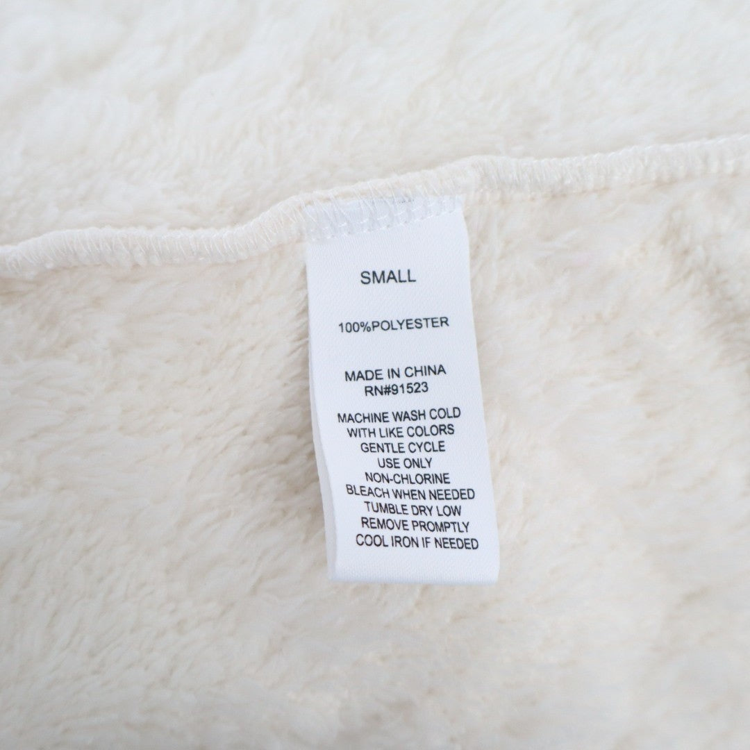 Roudelain Wrap Bathrobe Womens S White Fleece Cable Knit Shawl Collar Belt Waist