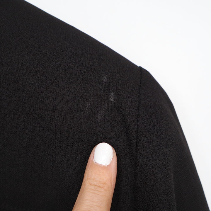 Vintage Black Three Button Blazer Jacket with Patch Pockets Solid Professional
